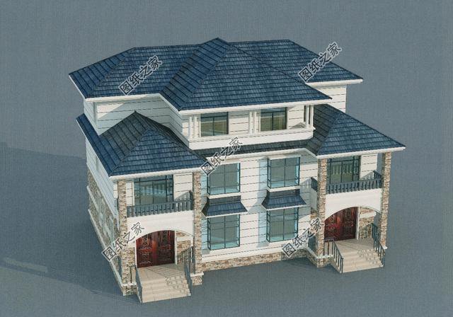 18米開間三層雙拼別墅效果圖，兩個孩子一起建，好好享受老年生活