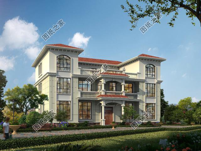 18米開間三層雙拼別墅效果圖，兩個孩子一起建，好好享受老年生活