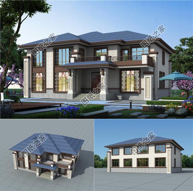 新中式帶堂屋的農村二層自建房，符合傳統的需要，看看有沒有適合你家的