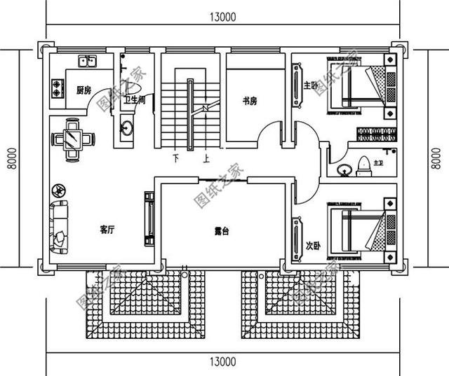 四間雙拼別墅圖，建一棟一家人互相幫襯，生活和和睦睦