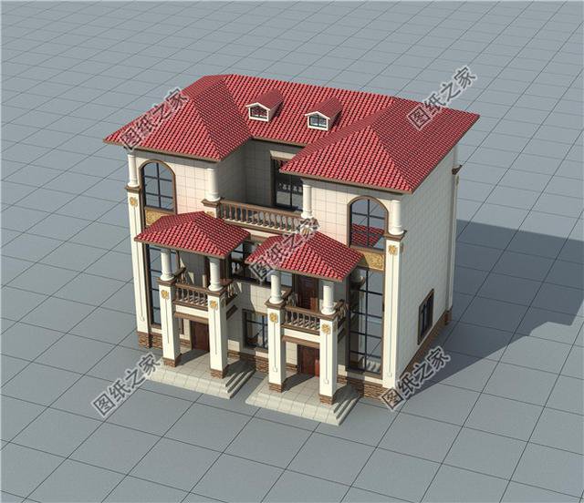 四間雙拼別墅圖，建一棟一家人互相幫襯，生活和和睦睦