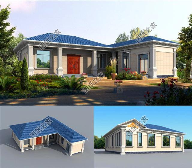 農村自建房一層效果圖，其中第四款是＂七＂字型戶型圖，蓋好驚艷全村