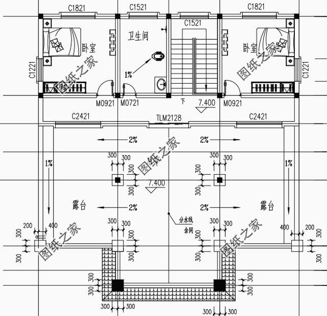 農村別墅平屋頂設計圖，晾曬糧食，屋頂美夢，開個爬梯，樣樣不誤