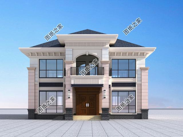 農村二層羅馬柱別墅外形圖，讓你的別墅漂亮大氣，透露著氣質