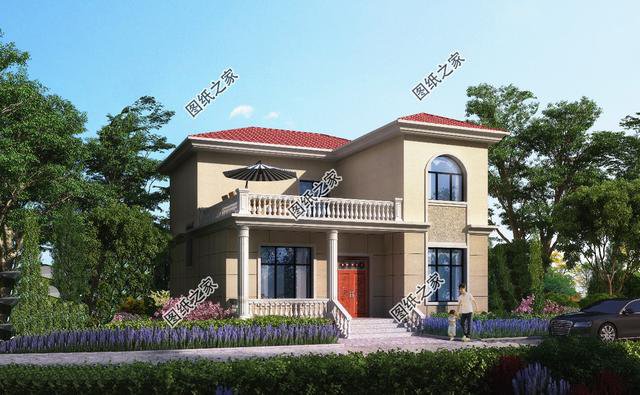 農村二層羅馬柱別墅外形圖，讓你的別墅漂亮大氣，透露著氣質