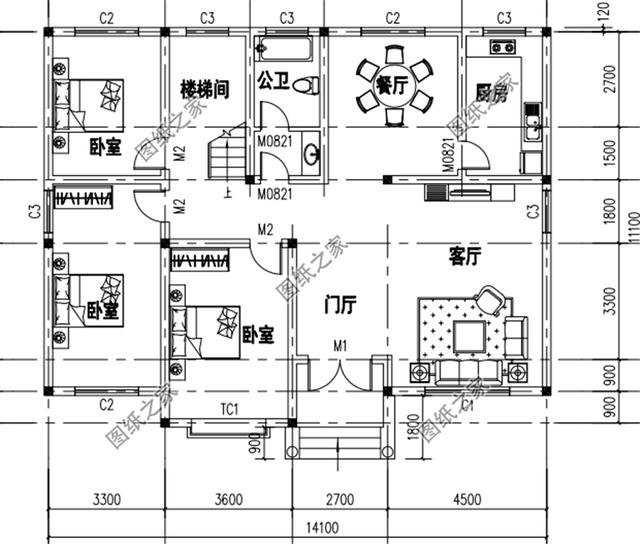 農村4間2層別墅設計圖，簡單大氣又實用，老人小孩都喜歡