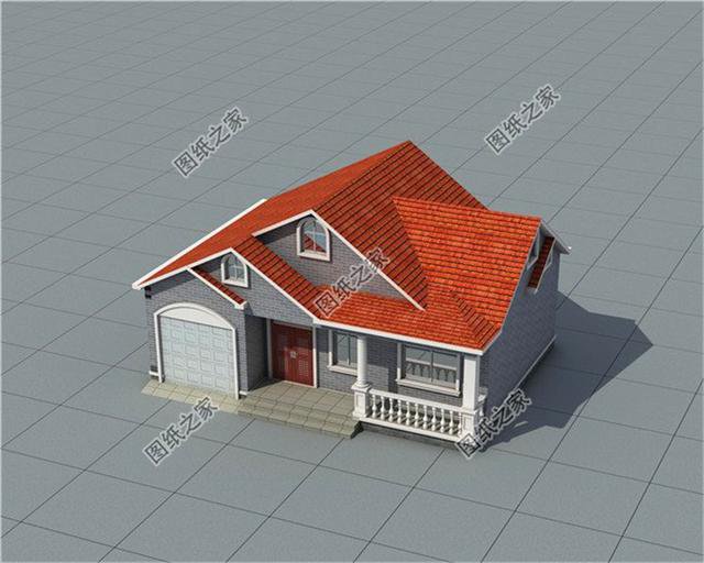 農村一層半小洋樓別墅設計圖，造型簡單大方，一層半也漂亮