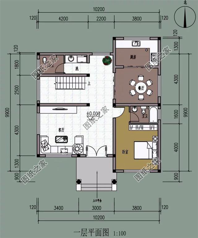 占地100平米農村二層樓設計圖，簡單大氣的戶型，布局沒得挑