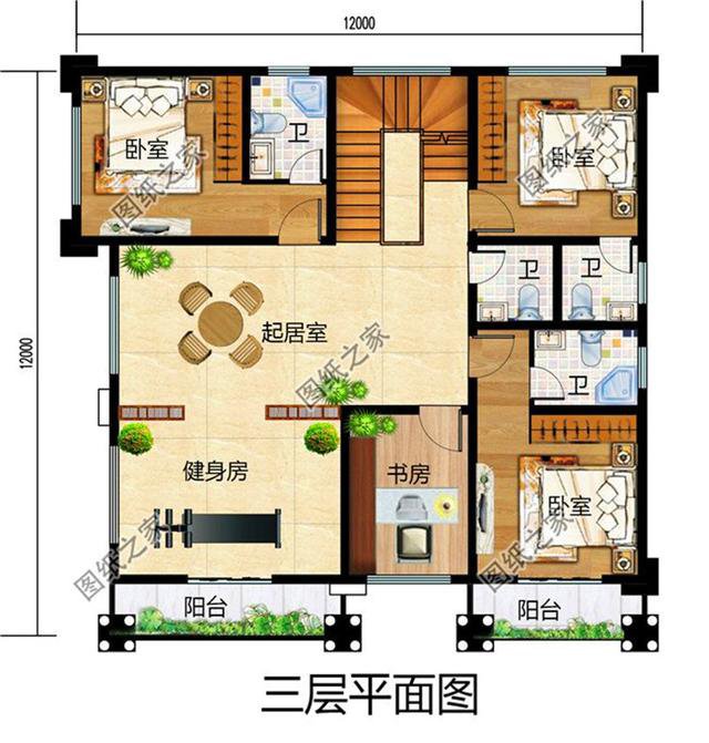 三層半帶露臺別墅圖片，想要大露臺的就這樣設計，洋氣又實用