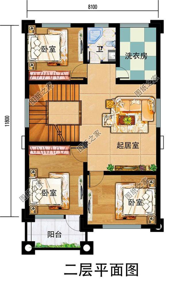 兩間三層戶型圖，就算面寬最窄，那也是全村最好的房子