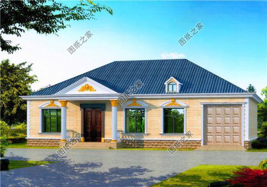 一層自建房帶車庫設計圖，自己住給父母都可以，實惠又好看