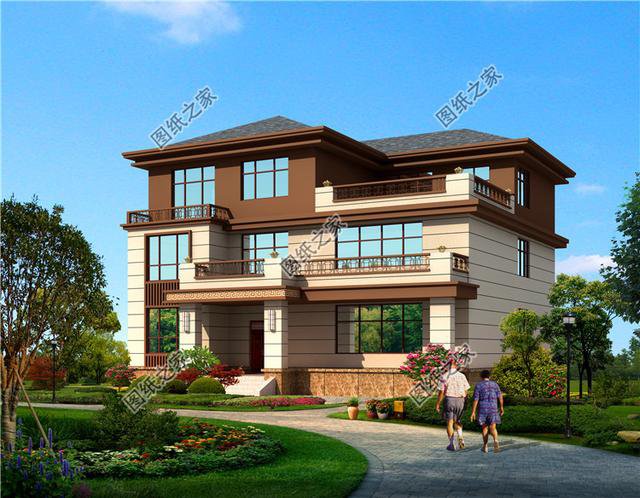 16米三開間三層別墅設計圖，多窗多陽臺設計，難得的好戶型