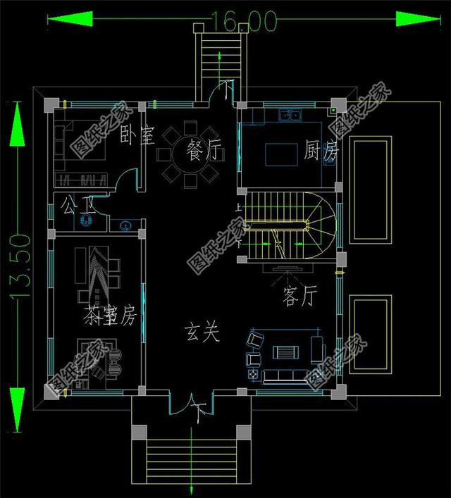 16米三開間三層別墅設計圖，多窗多陽臺設計，難得的好戶型
