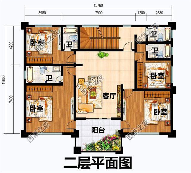 16米三開間三層別墅設計圖，多窗多陽臺設計，難得的好戶型