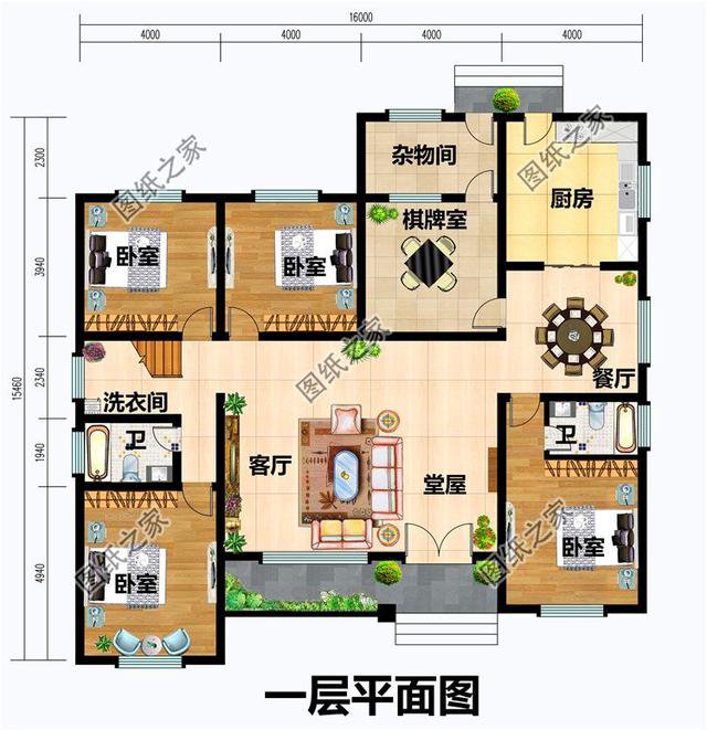 農村四室一廳戶型圖，適合農村人的好戶型，喜歡就趕快收藏圖紙