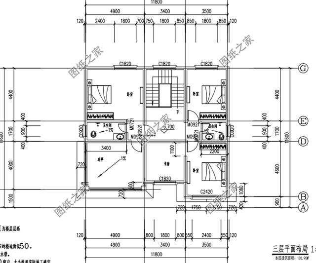 12x12米農村建房平面圖，戶型方正，住在里面那是非常的享受
