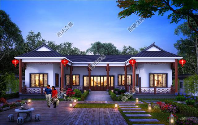 農村中式自建房效果圖，回村蓋棟這樣的平房絕對有面子，實景房子更漂亮