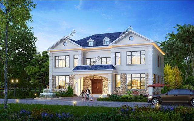 農村兩戶連體二層別墅，省錢又省力，兩家人齊聚一堂