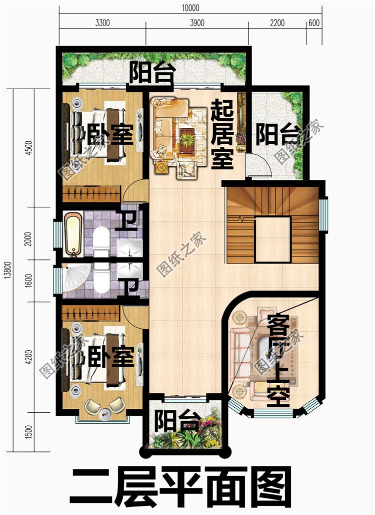 農村二層半帶露臺別墅圖片及設計圖