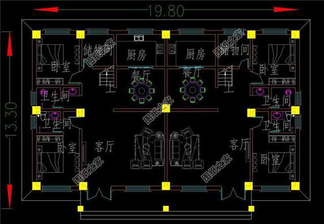 中式雙拼別墅設計，兄弟合建，日子越過越紅火