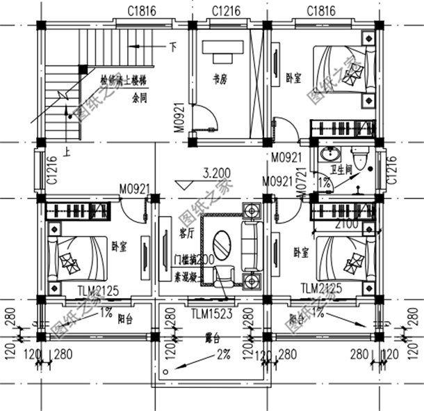 120平方米的自建房設計圖，簡直就是為農村量身定制的