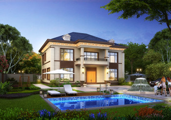 網紅款兩層別墅圖紙設計圖，外觀簡單好看，后面不開窗