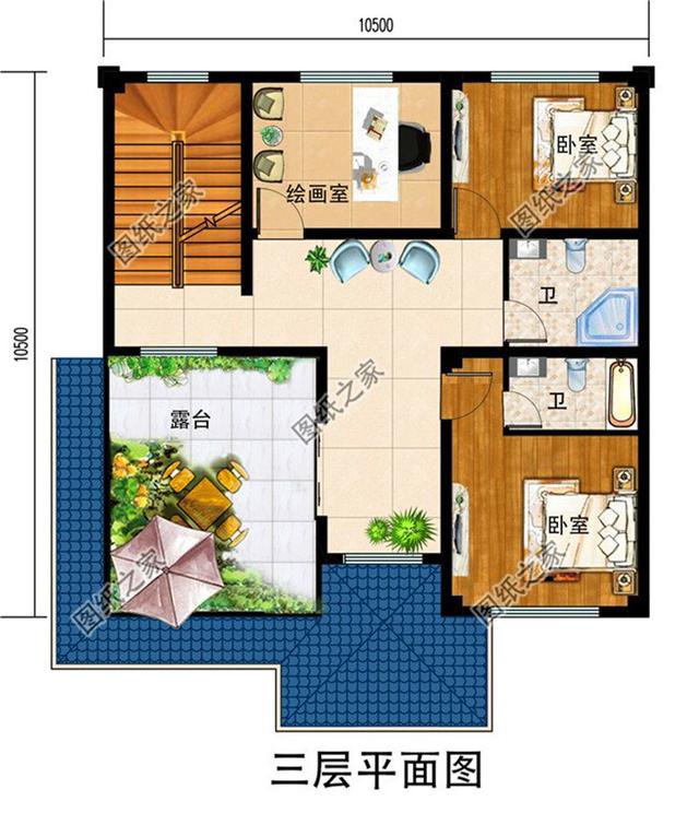 三層樓房帶露臺外觀圖，這樣的房子真讓人心動，趕快收了蓋一棟