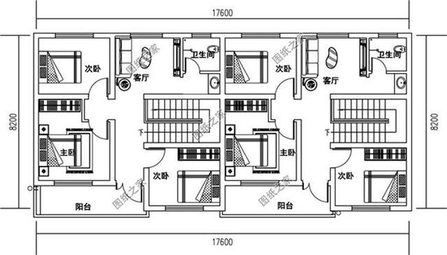 兄弟雙拼二層樓外觀圖，兄弟倆一塊建不偏不倚，最適合倆兄弟了