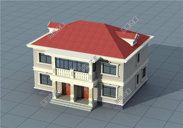 兄弟雙拼二層樓外觀圖，兄弟倆一塊建不偏不倚，最適合倆兄弟了