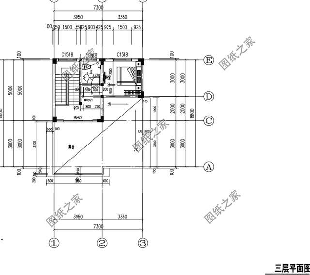 三層平頂樓房平面圖，蓋好了就再也不愁沒地方曬糧食了