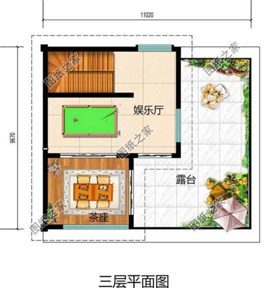 三層平頂樓房平面圖，蓋好了就再也不愁沒地方曬糧食了