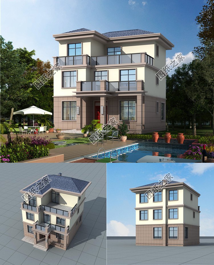 三層現代風格別墅效果圖