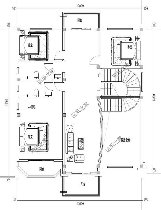 三開間四層農(nóng)村別墅外觀圖，遠離城市喧囂，兒女都不想回城里了