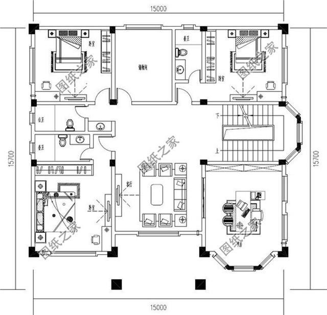 三開間四層農(nóng)村別墅外觀圖，遠離城市喧囂，兒女都不想回城里了