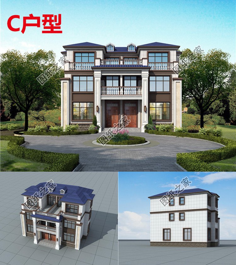 三層雙拼別墅設(shè)計圖效果圖