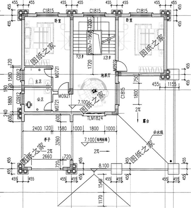 歐式風格三層小洋樓外觀圖，外觀很漂亮，符合農村住宅的設計