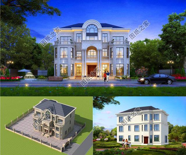 五開間三層樓房設(shè)計圖，大戶型別墅，超級氣派，含全套施工圖