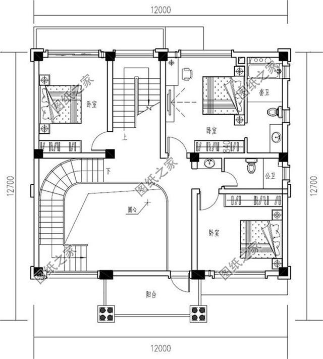 農村三層半自建房設計圖紙，戶型大氣房間多，大家庭朋友可以參考