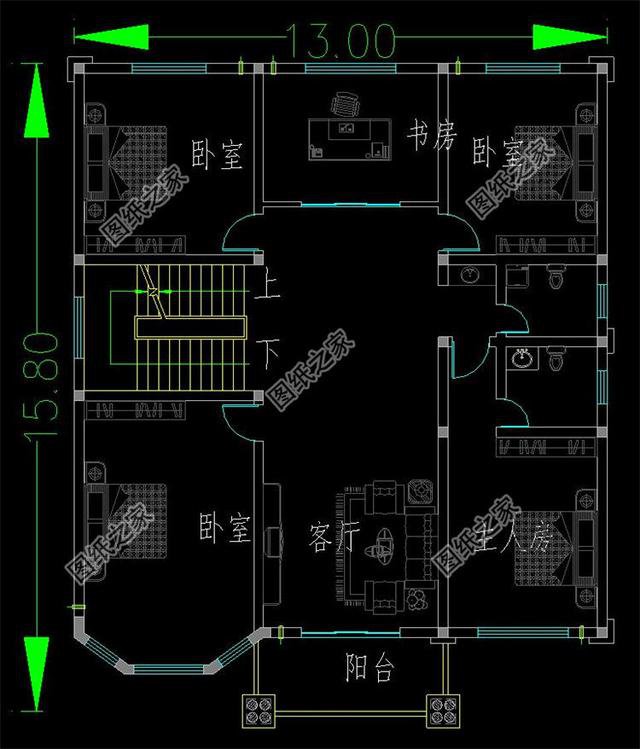 農村三層半自建房設計圖紙，戶型大氣房間多，大家庭朋友可以參考