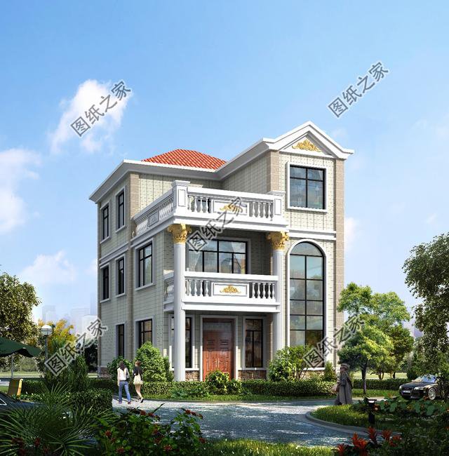 農村三層帶羅馬柱的房屋圖片，準備在農村建房的有福了，建房參考