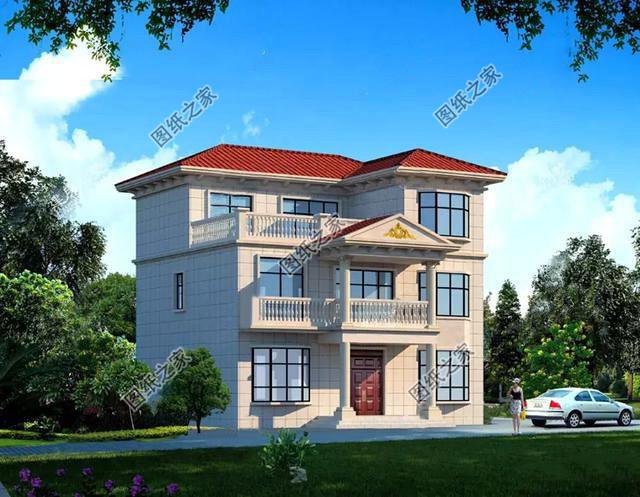 農村三層帶羅馬柱的房屋圖片，準備在農村建房的有福了，建房參考