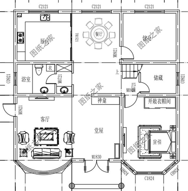 復式四層自建房戶型圖，氣派又驚艷，第一眼就喜歡上了