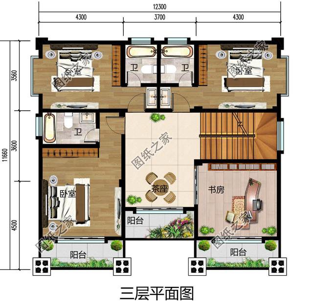 復式四層自建房戶型圖，氣派又驚艷，第一眼就喜歡上了