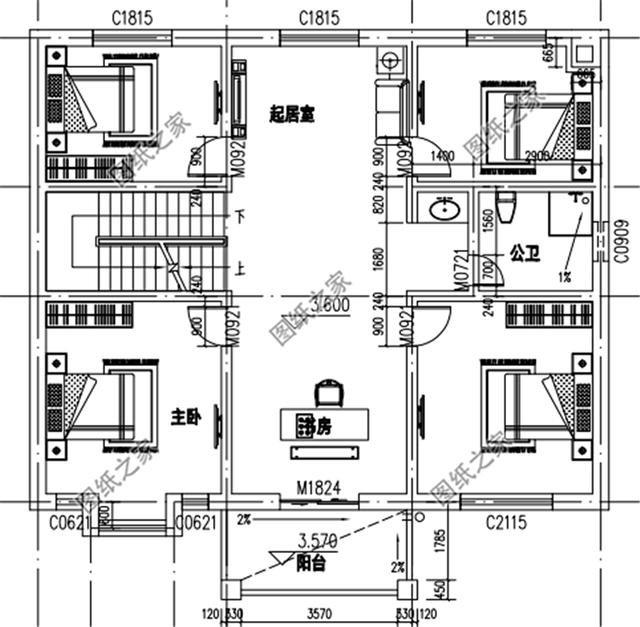 開間12米農(nóng)村建房圖，戶型方正布局合理，成為了建房主潮流
