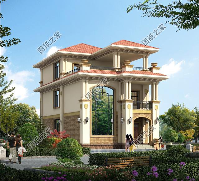 小開間大進深的農村別墅外觀圖，宅基地不規則的也可以這樣建