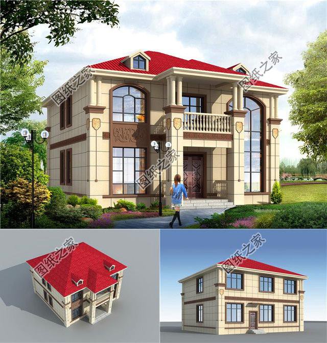 農村二層別墅自建房設計，配上落地窗，不好看你來打我