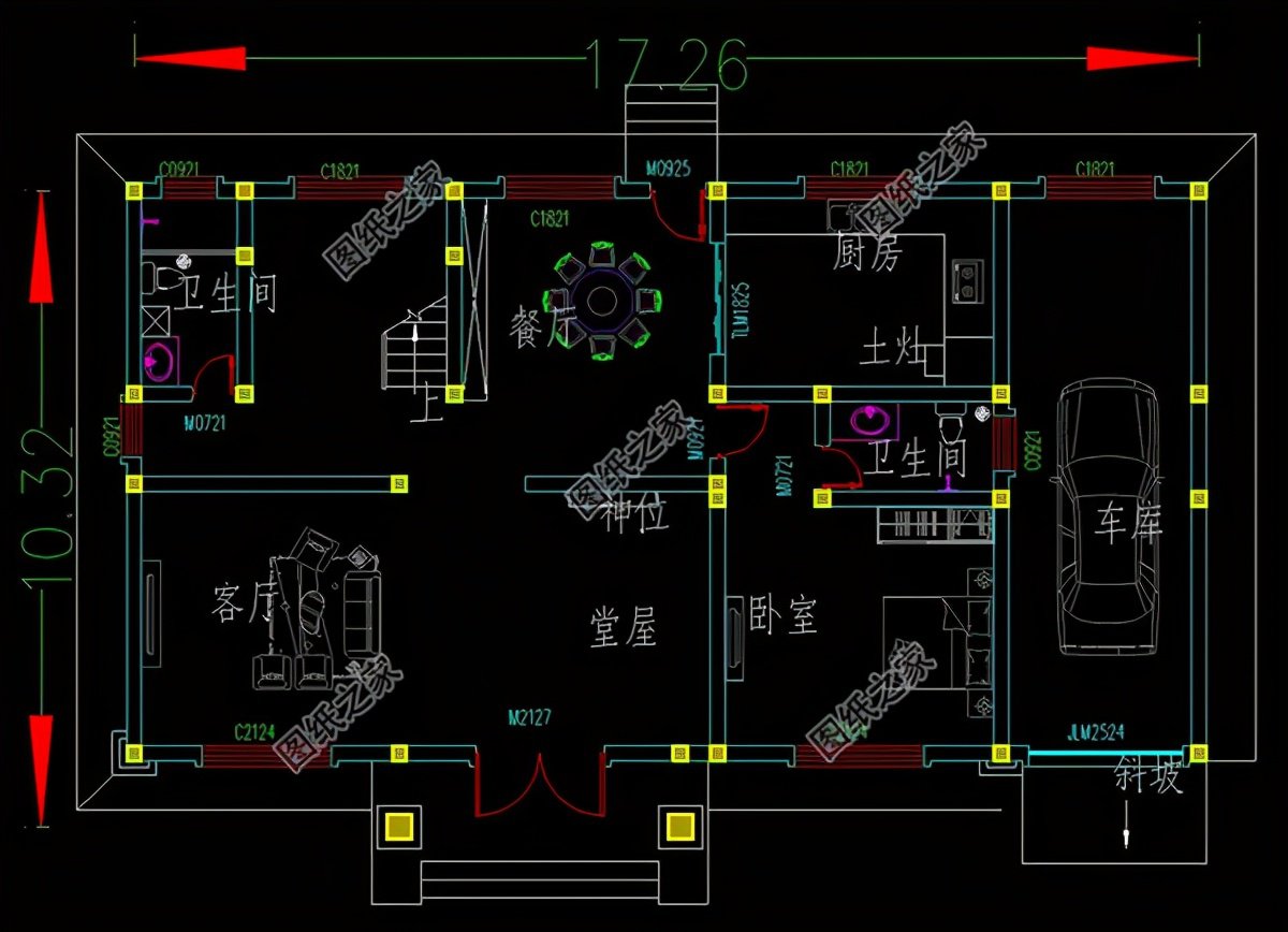 農(nóng)村帶車庫房子設(shè)計圖，建房沒車庫怎么行，趕快收了回家建一棟