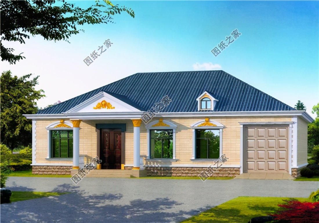 農(nóng)村帶車庫房子設(shè)計圖，建房沒車庫怎么行，趕快收了回家建一棟