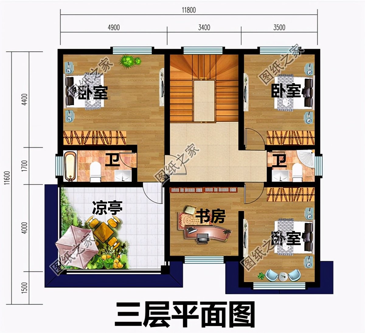 農村三層復式樓房設計圖，挑高客廳，公認的農村好戶型