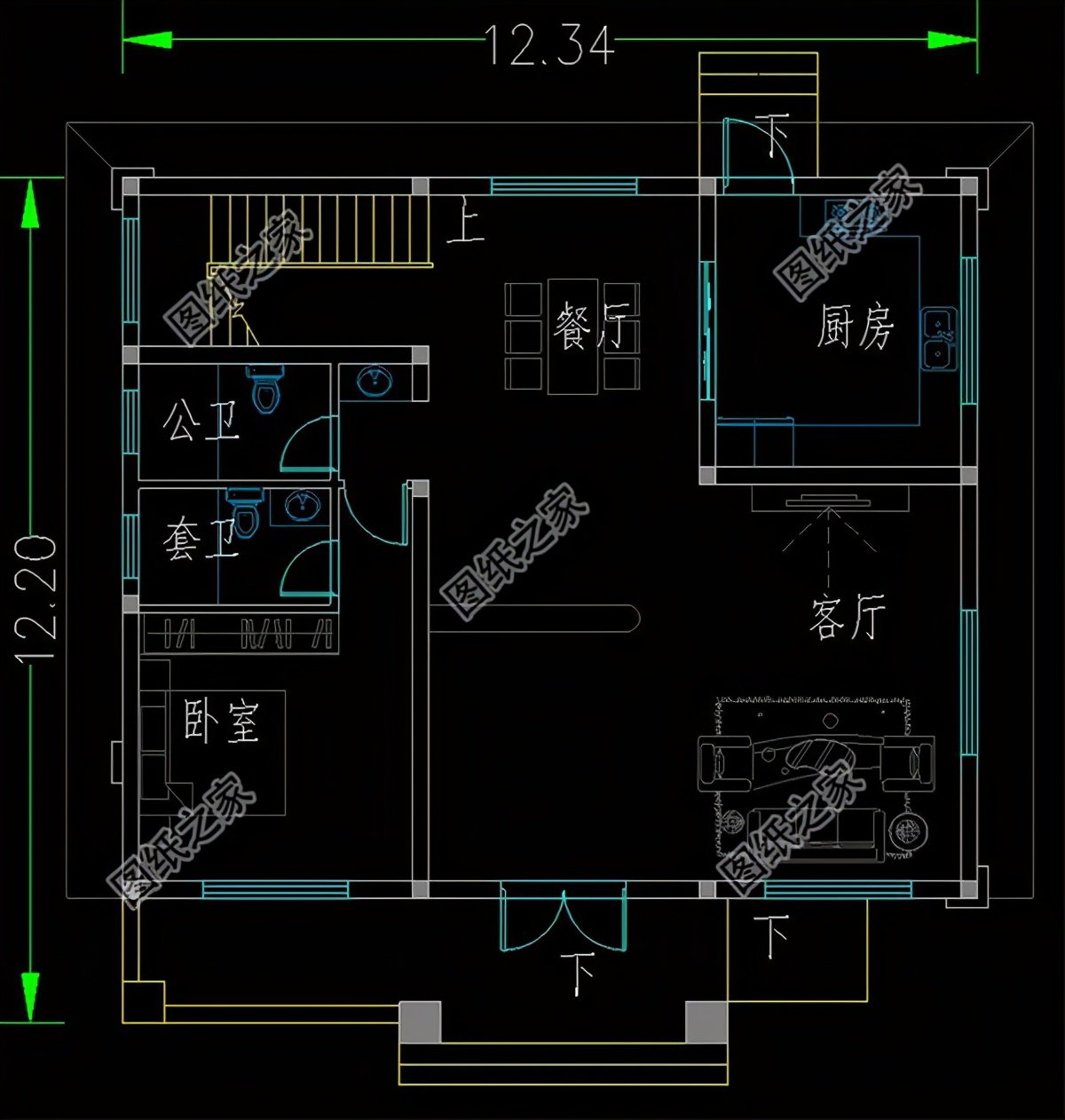 12米×12米建房設(shè)計圖，有露臺設(shè)計，農(nóng)村建房就蓋這樣的戶型